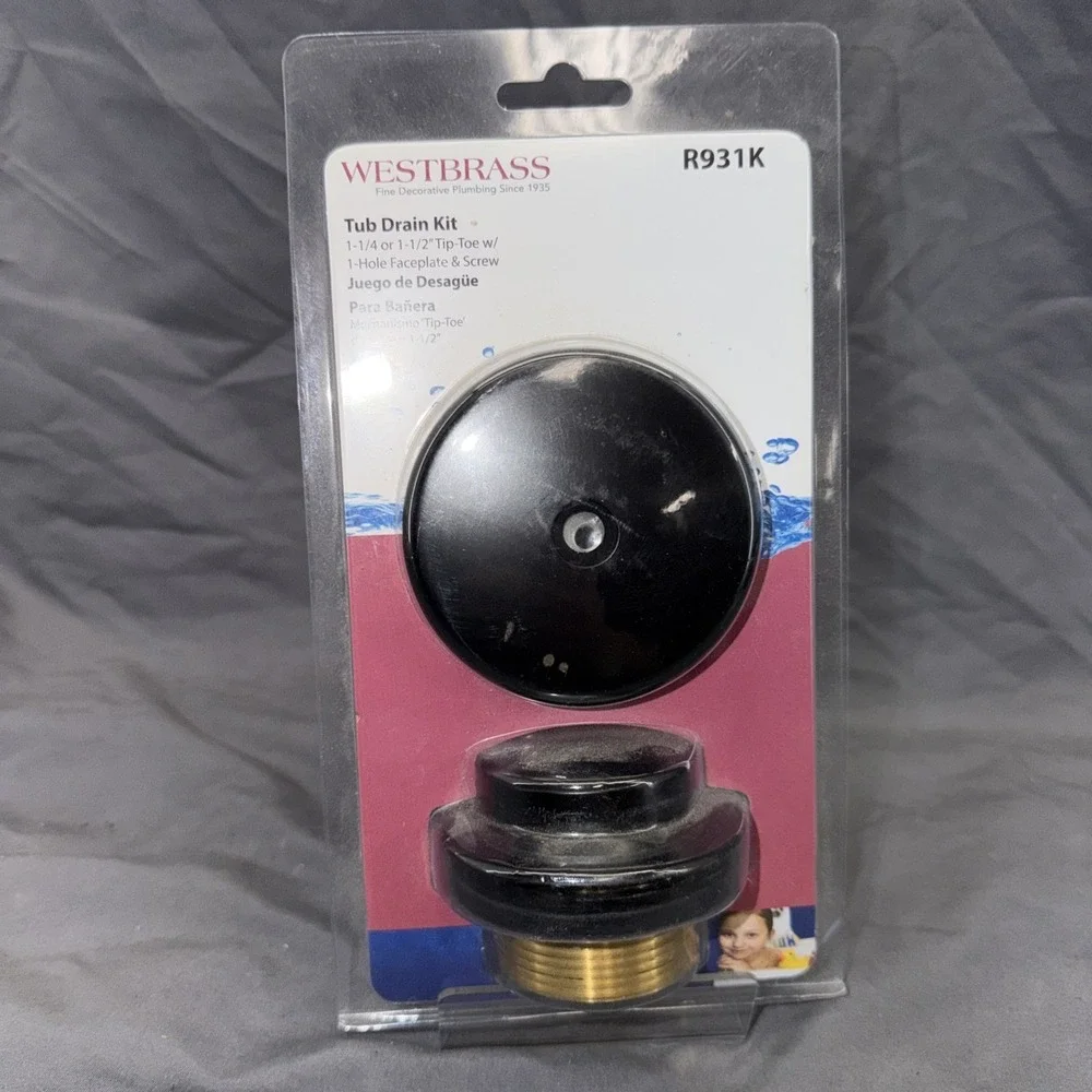 Westbrass Universal Tip-Toe Tub Drain Trim Kit Matte Black R931K-62 B201